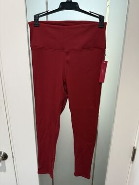 Carbon 38 Womens Ribbed High-Waist Leggings - Deep Red